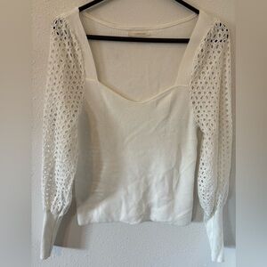 Anthropologie Eyelet Sleeve Sweater